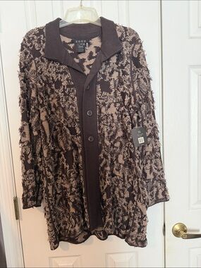 ZOZO XL Brown Patterned Knit Cardigan